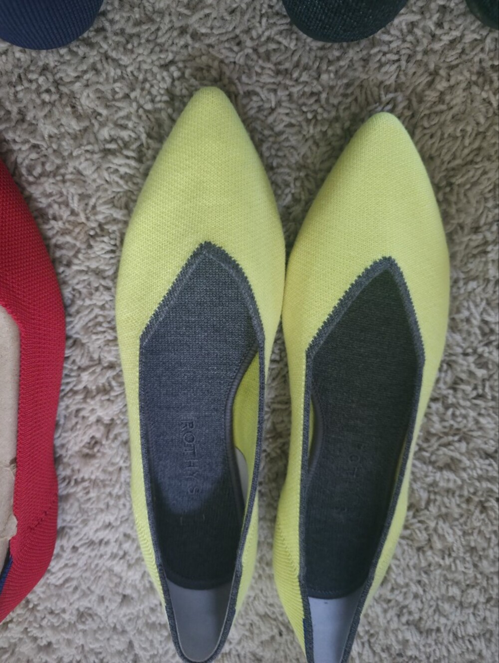 Rothy's Women's Neon Yellow Pointed Knit Flats